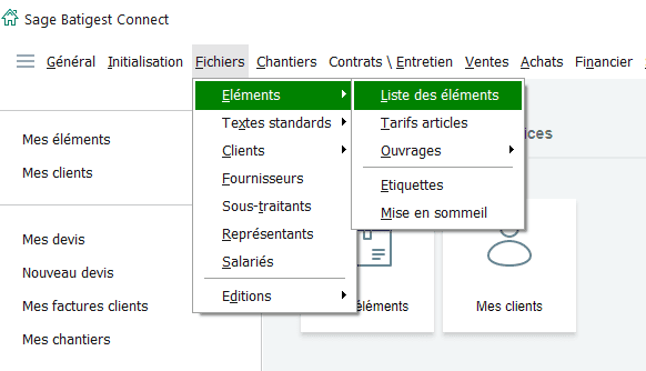 Illustration du chemin pour se rendre dans la bibliothèque Batigest Connect